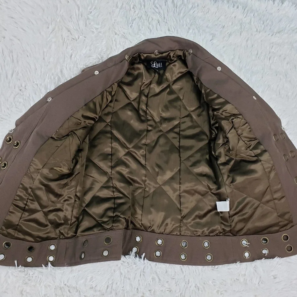 Anthropologi Luii brown rivet blazer jacket sz med - Picture 4 of 9